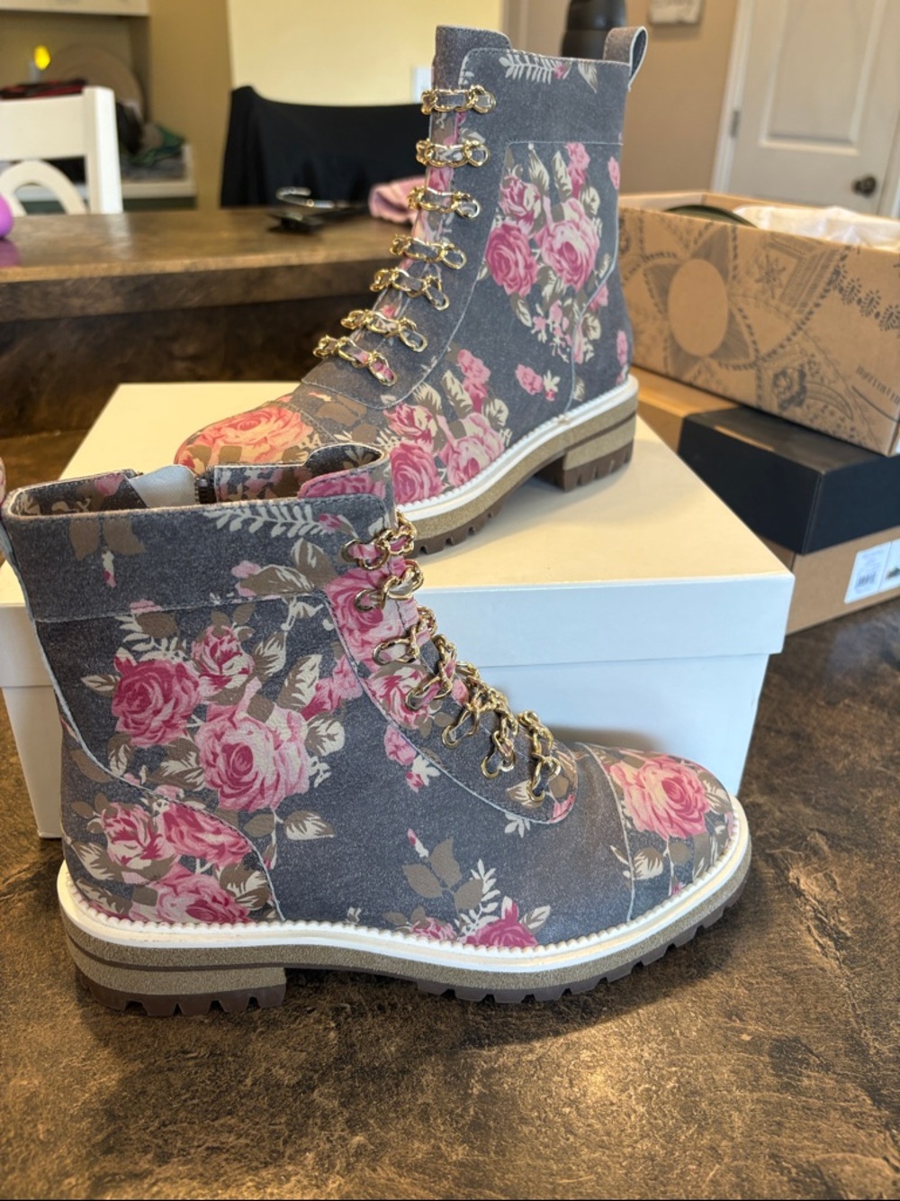 Anthropologie Cecilia York Women's Combat Boots - Pink Rose